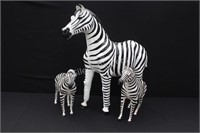 Hand-Painted Paper Mache Zebra Figurines