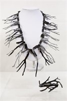 Black Coral Designer Necklace & Bracelet Set