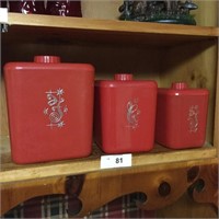 Vintage (3) Pieces Red Canister Set