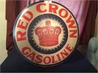 Red Crown Metal Dome Gasoline Sign
