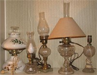 Group of Five Antique Table Lamps