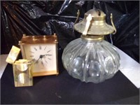 Hurricane Lamp, Lighter, Clock