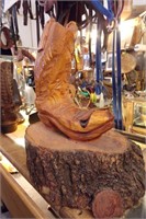 Hand Carved Wood Boot