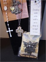 Rosary -Cross Watch Necklace, Guardian Angel Clip