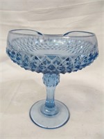 Blue diamond point compote w. factory flaw