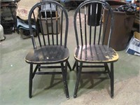Black wood chairs, 2 x $