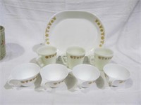 Corning Ware/ Pyrex cups & platter