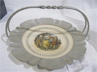 Basket, plate w. metal rim & handle