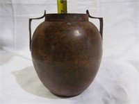 Brown metal vase w. handles
