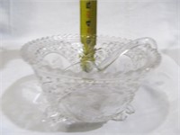 Bird crystal footed bowl w. small ladle