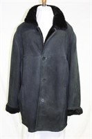 Men's Black Sheep Skin lined suede coat size Large
