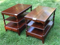 Pair of End Tables Solid Cherry