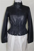 Navy leather jacket  size XS Retail $400.00