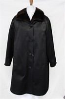 Satin finish Poplin car length coat with zip