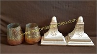2) Iridescent Gold Glass Candle Holders & Wall