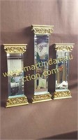 3) Decorative Mirrors - Pillar Shape w Gold