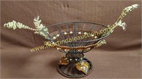Metal Wire & Beaded Decorative Footed Bowl
