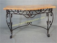 Wrought Iron & Marble Sofa Table