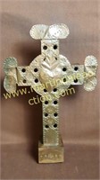 Metal Art Pierced Cross Candle Holder