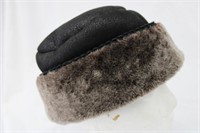 Shearling Leather hat 22.5" Retail $195.00