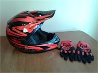 Helmet and Fox gloves