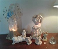 Angel lamp and figurines