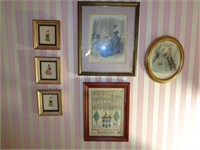 Lot of 9 Framed Prints - Wall of Master Bedroom