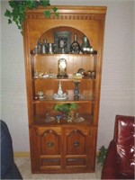 Maple Display Cabinet - Includes contents inside