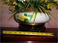 Cloisonne Flat Bowl with Floral Arrangement