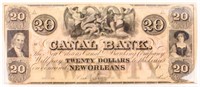 Coin $20 Canal Bank New Orleans Note Unc.