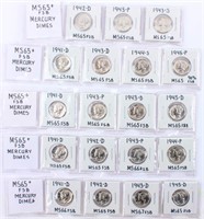 Coin Mercury Dime Collection BU 19 Coins