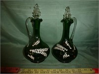 Pair of European Blown Glass Decanters / Pitchers