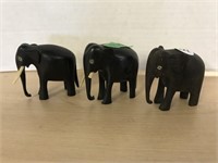 3 Carved Elephants - 2 Missing Tusks