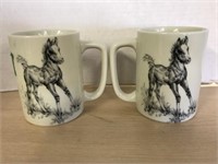 Pair Of “horse Foal” Mugs