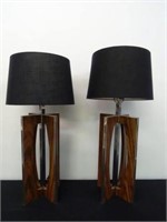 PAIR OF MID-CENTURY CHROME ACCENTED TABLE LAMPS