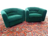 PAIR - HOLLYWOOD REGENCY BARREL BACK CLUB CHAIRS