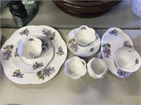 Shelley Lilac Pattern Dishes - 9pcs