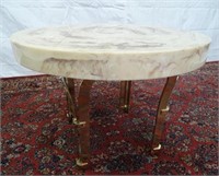 ITALIAN BRASS TONED MARBLE TOP TABLE