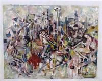 LARGE ABSTRACT NEW YORK CITY PAINTING