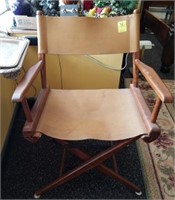 BROWN LEATHER TYPE DIRECTOR'S CHAIR
