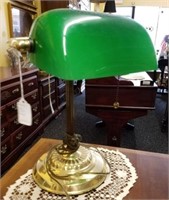 GREEN SHADE BRASS LAMP