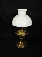 Aladdin Brass Heritage Lamp With Milkglass Shade