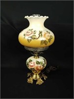 Brass Base Hand Painted Parlor Lamp