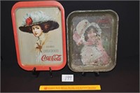 Group Lot of 2 Coca-Cola Trays One on the Right