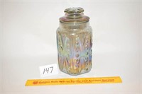 Carnival Glass Type Jar w/Lid