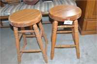 2 Oak Barstools measures 23.5 inches tall