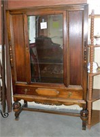 Vintage wooden hutch w/ large glass door, 3
