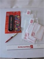 Coca-Cola Pen & Clip Board, Ruler