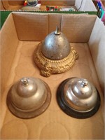 3 antique counter service bells