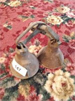 2 antique Bells with leather straps